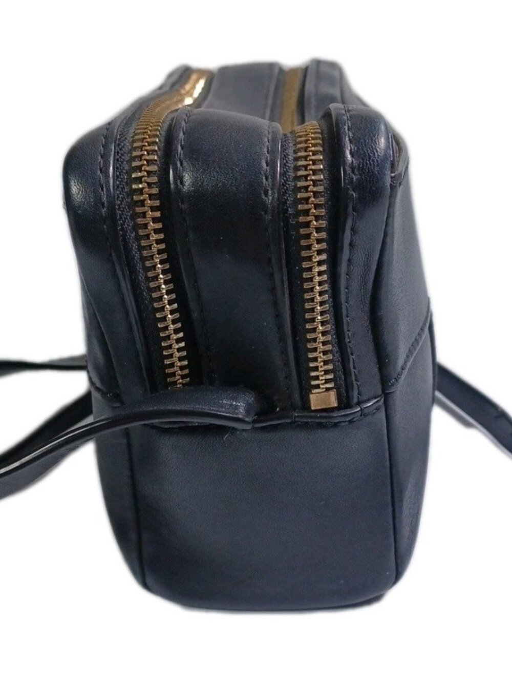 Tory Burch Block T Double Zip Black Pebbled Leather Crossbody Bag Handbag - Picture 4 of 9